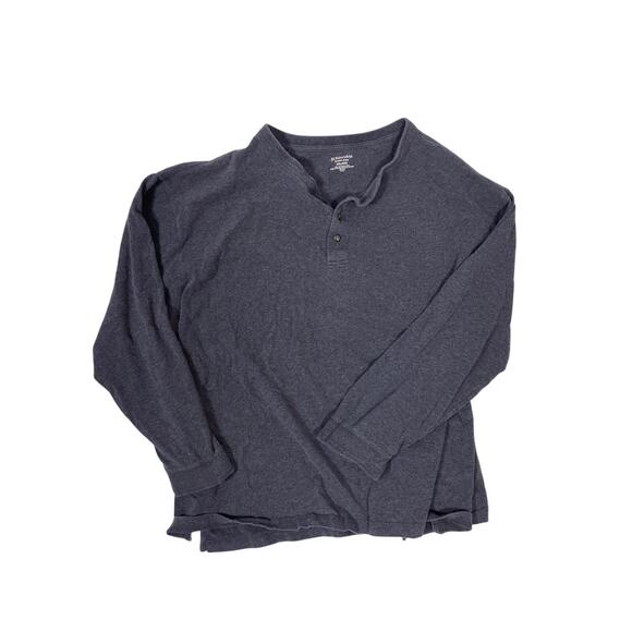 St. John’s Bay Men’s 4XL Henley Shirt Dark Gray Long Sleeve Casual Cotton Top - Picture 1 of 4